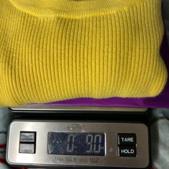 Lolla Rose Puff Shoulder Women's Ribbed Yellow Sweater Size Medium Stretch - Picture 10 of 10